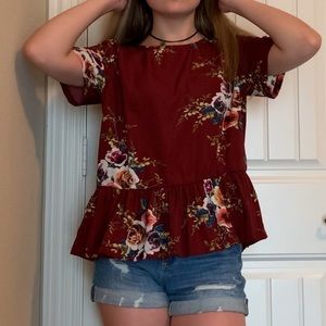 Beautiful Floral Peplum Blouse